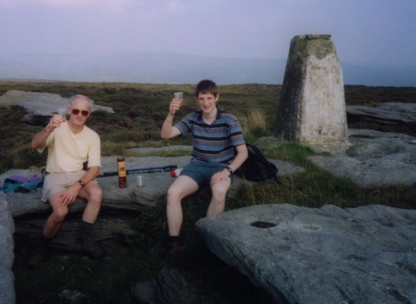 John Barnard (left) reaches 1000 on Thorpe Fell Top