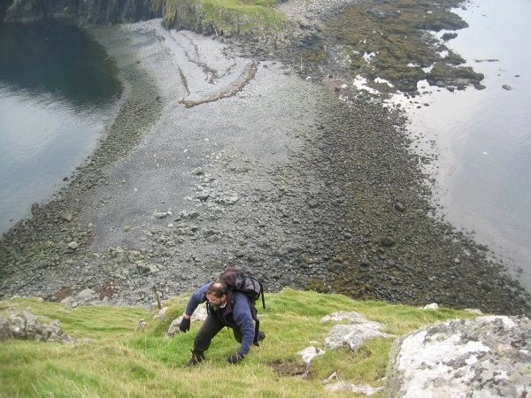 Jon Metcalf adheres to Garbh Eilean (photo: Ann Bowker)
